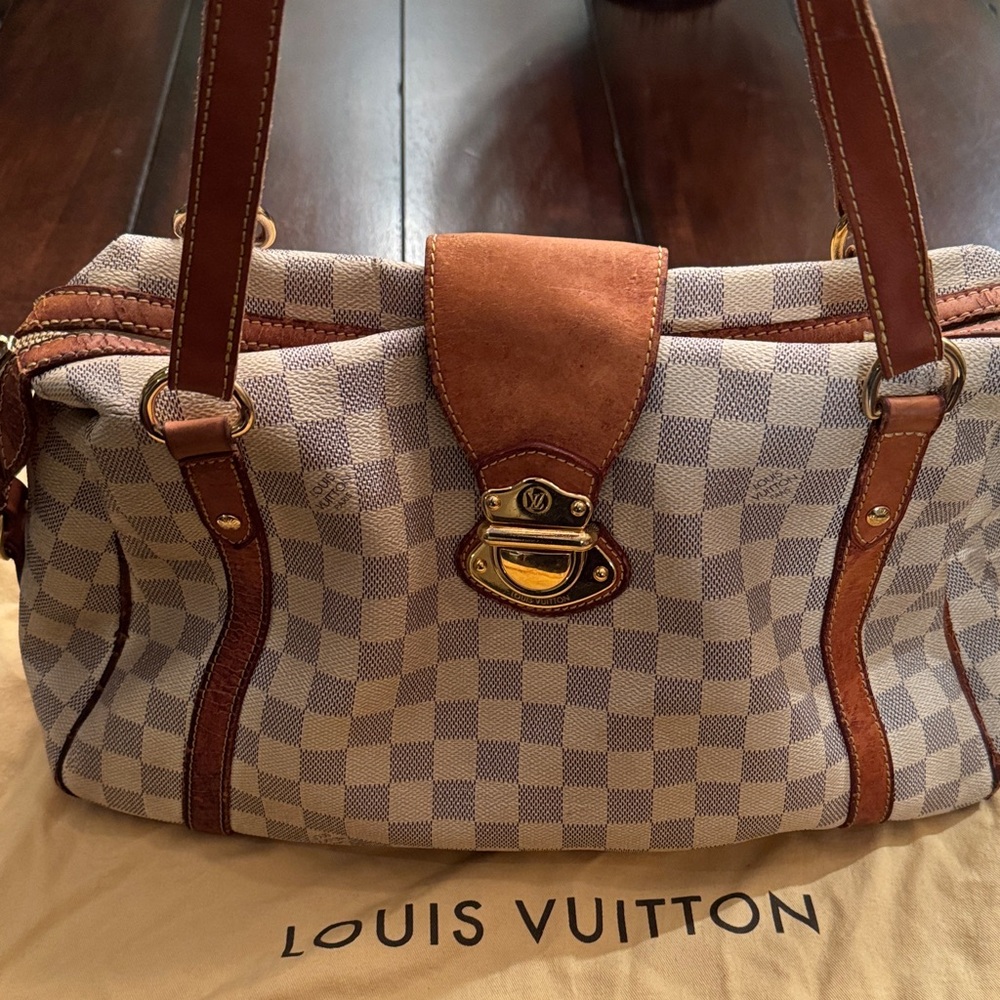 Louis Vuitton Brown and Cream Checkered Shoulder Bag
